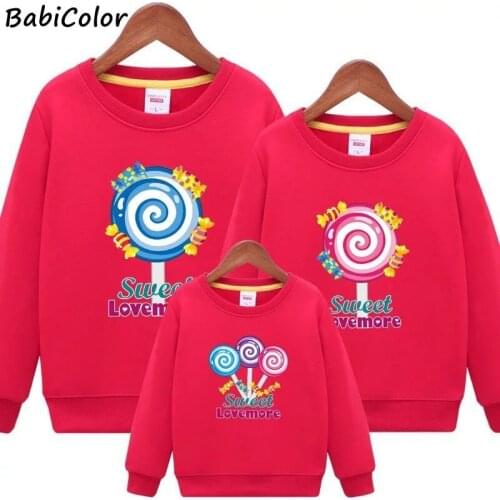 Parent-child Clothing Spring And Autumn Lollipop Print Cotton Sports And Leisure Sweater Family Of Three Suit Cosplay Clothes