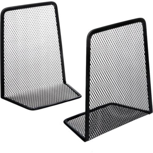 1 Pair Metal Mesh Desk Organizer Desktop Office Home Bookends Book Holder Black P9YA