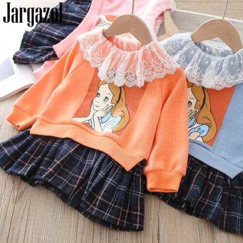Girls Princess Dress with Lace Sweet Long Sleeve Sweater Dress Baby Kids Cute Clothing Outfits Children Spring Autumn Clothes
