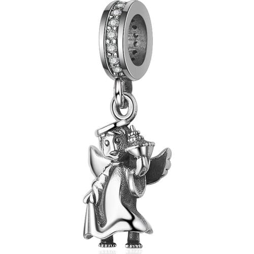 925 Sterling Silver Guardian Angel Charm Beads Fit Pandora Women Bracelets Fashion Jewelry for Women Gift Free Shipping 2020