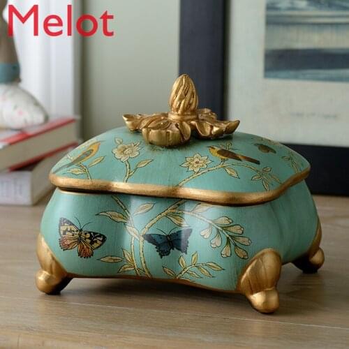 American Ceramic Jewelry Box Retro Domestic Dresser Storage Jewelry Box European Style Storage Box Domestic Ornaments
