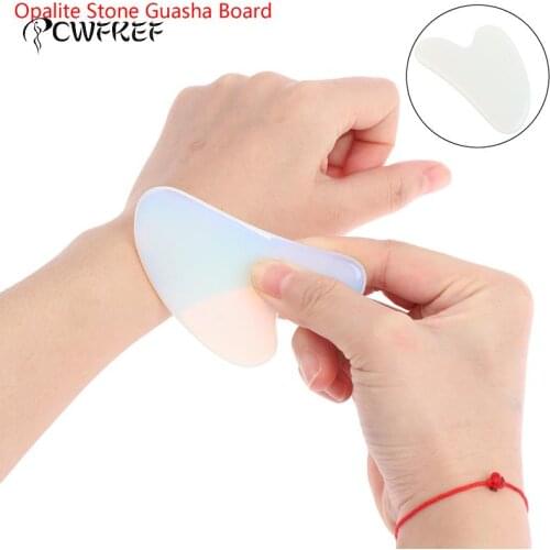 1pc Handmade Guasha Board Opalite Stone Scraper Massage Tool For Neck Back Body Pressure Therapy
