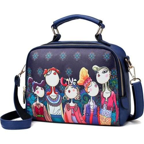 Fashion Forest Print Crossbody Cartoon national Shoulder Bag PU leather woman designer famous brand wholesale women handbags