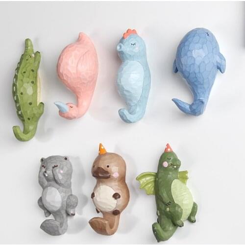 Roogo Hanger Cartoon Animal Key Holder Wall Crochet Indoor Room Decoration Wall Hooks Coat Rack Home Decoration Accessories