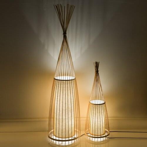 Japan Southeast Asia Creative Decoration Chinese Wooden Bamboo Floor Lamps Bedside Standing Lamp Led Floor light For Living Room