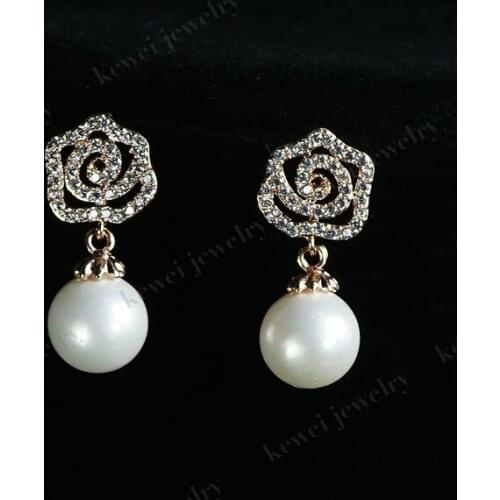 100% 925 Silver earring For Women Silver 925 Pearl With CZ Fine Jewelry Girl Accessory Best Gift