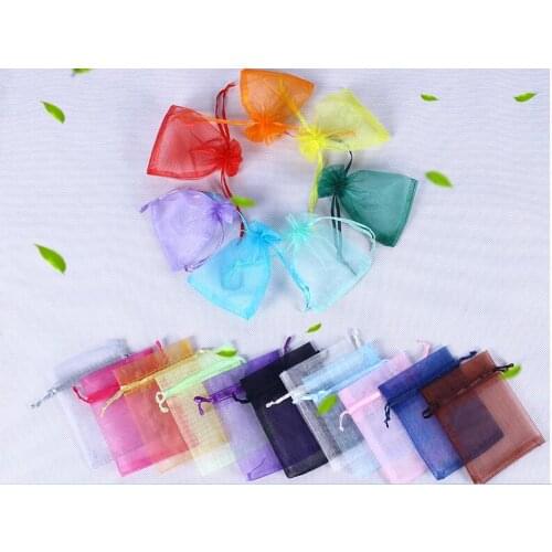 100pcs Organza bag10x15cm/11x16cm/13x18cm/15x20cm Wedding Christmas Birthday Party Gift Bags A variety of solid colors pouchs