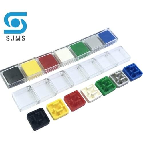50pcs A14 10x10x5.6mm Long feet Key Caps + Transparent Cover Button Cap Hat Adaptable For 12*12*7.3mm Square Head Touch Switch