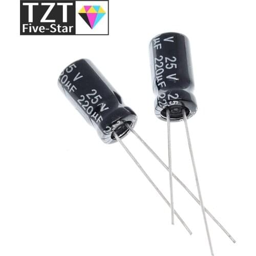 50PCS Higt quality 25V220UF 6*12mm 220UF 25V 6*12 Electrolytic capacitor