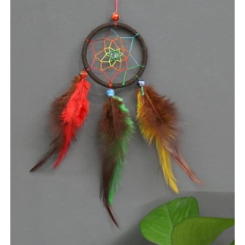 6*25cm New Indian Literary Pastoral Style Dream Catcher Hanging Color Feather Mini Dream Catcher To Send Friends Gifts