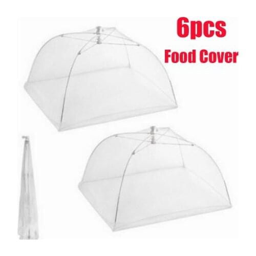 6 pcs Large Pop-Up Mesh Screen Food Cover Tent Umbrella Reusable and Collapsible Outdoor Picnic Food Covers Mesh Food Cover Net