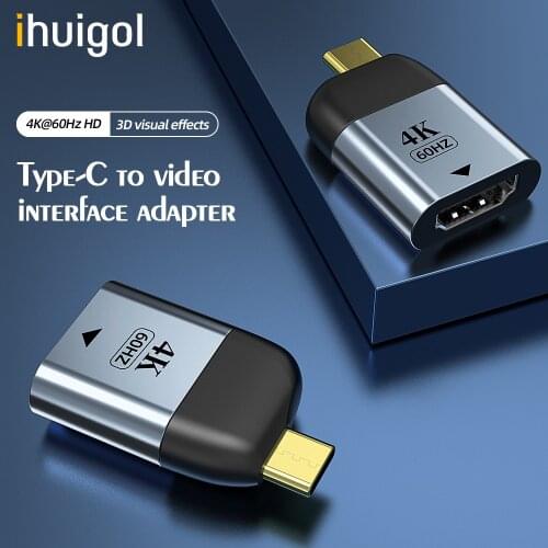 Ihuigol 4K/8K HDMI-compatible to Type C Adapter For Macbook Pro Samsung Monitor USB C to VGA RJ45 Mini DP Digital Video Adapter