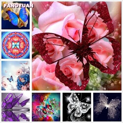 Butterfly Diamond Paintings Diy 5D Full Drill Diamond Embroidery Flower Diamond Mosaic Cross Stitch Animal Picture Home Decor