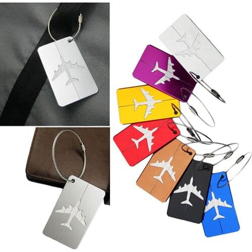 ISKYBOB Aluminium Alloy Luggage Tags Airplane Square Suitcase Identity Address Name Labels Holder Travel Accessories