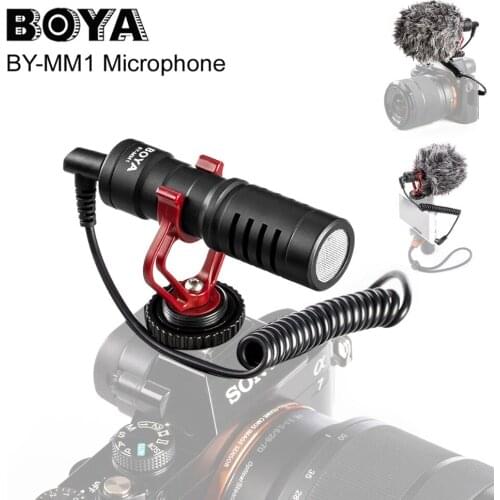 BOYA BY-MM1 Camera Video Microphone Mic for Zhiyun Smooth 4 DJI OSMO DSLR Camera for iPhone 12 11 XS 8 7 Andriod Smartphone