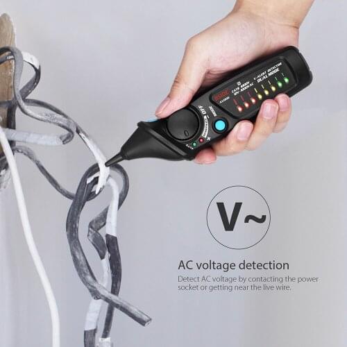 BSIDE Non-contact AC Voltage Tester Pen Shaped V~Alert Detector Auto/Manual Dual Mode NCV Tester Live Wire Check
