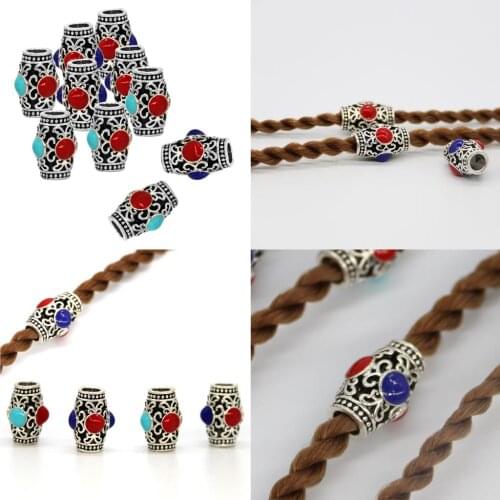 10Pcs Antique Beads Hip Hop Tube Beads Pendants Wig Hair Accessories