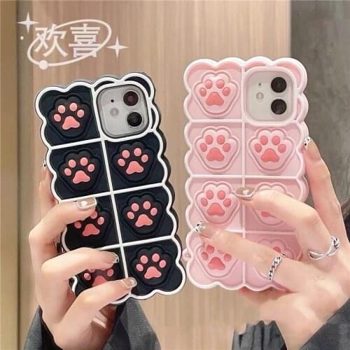 Case for Samsung Galaxy A30 A50 A11 A10E A12 A32 A52 A72 A31 A51 A71 A02S A01 Paw Release 3D Pressure Silicon Bubble Phone Cover