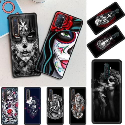 Skull Girl tattooed Art Cell Phone Case for Oppo A9 2020 A52 A53 Find X2 X3 Lite Reno 3 F11 Ace A55 A93 A94 4 Pro 5G Cover