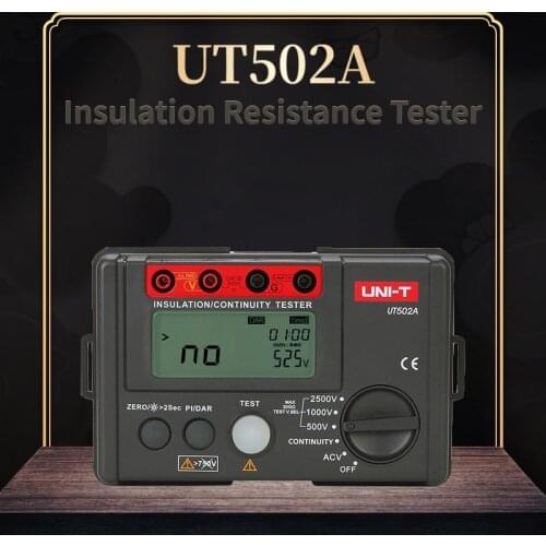 UNI-T UT502A 2500V Digital Insulation Resistance Tester AC Voltmeter Megohmmeter High Voltage / Overload Indicator LCD Backlight