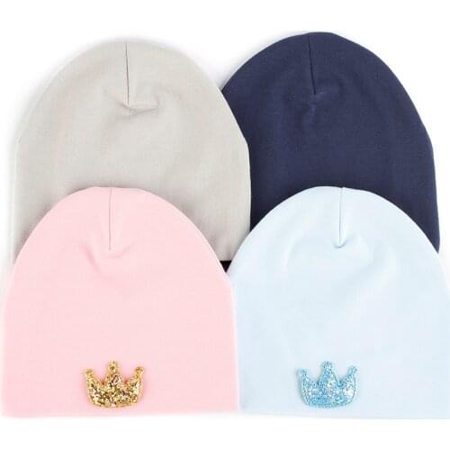 Baby Cotton Beanies&Skullies Cap Infant Beanie Hat For 0-3 Month Solid Color With Pattern Accessories Soft Warm For Children