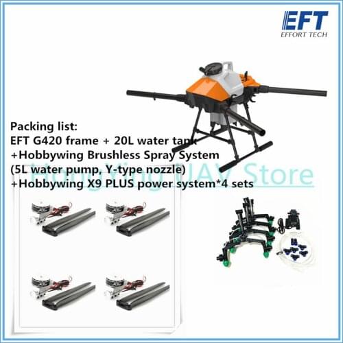 EFT new G420 four-axis 20L 20KG agricultural spray drone frame plug-in frame brushless spray withHobb ywing X9 PLUS power system