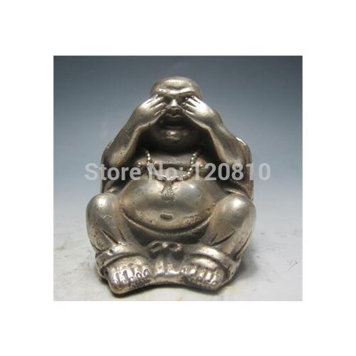 Chinese Silver Bronze Maitreya Buddha statue
