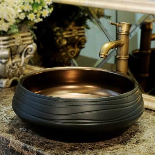 China Painting Artistic Porcelain Art Antique Handpainted Lavatory Sink wash basin bowl bathroom sink