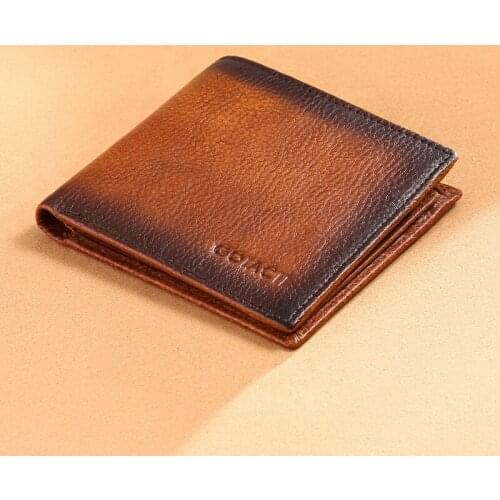 Leather Mens Wallet RFID Anti-theft Brush Short Folding Coin Purse Retro Crazy Horse Leather Bag