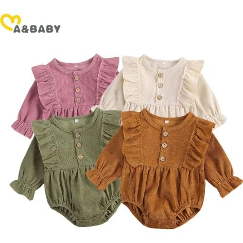 Ma&Baby 0-18M Autumn Spring Infant Newborn Baby Girl Romper Ruffles Corduroy Long Sleeve Jumpsuit Vintage Baby Girl Clothing