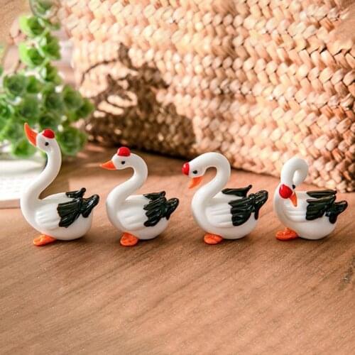 Cute Swan Ornaments Cartoon Design Desktop Decor Glass Smooth Animal Ornaments Toy for Children Gifts Desktop Figurines