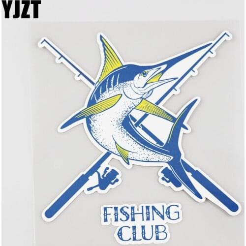 YJZT 13.3CMX14.6CM Fishing Club Car Sticker Fishing Rod Pvc Decal Accessories 6A-0008
