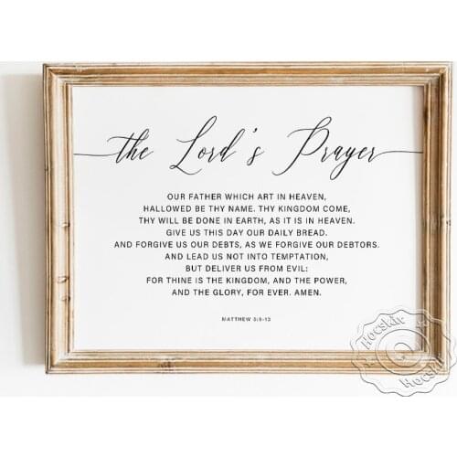Matthew 6:9-13 The Lords Prayer Bible Verse Art Prints Poster, Large Scripture Wall Picture, Minimalism Modern Backdrop Decor