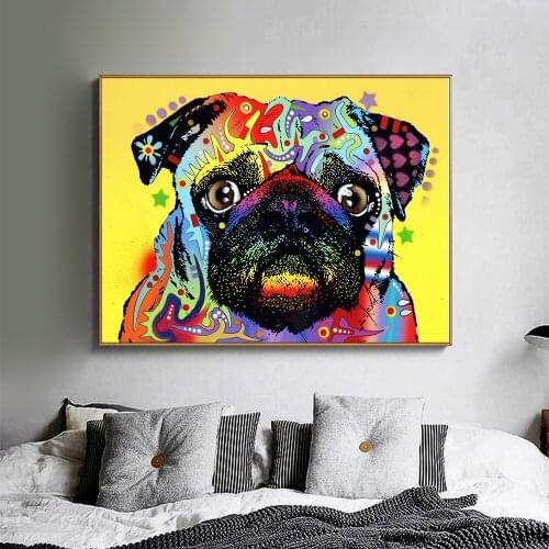 Wall Art Canvas Print Animal Paiting Dog Picture Pug PitBull Living Room Home Decor Poster No Frame