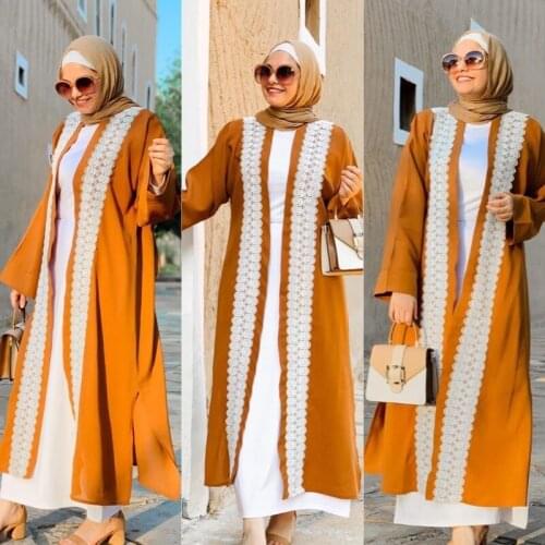 New Muslim Abaya Cardigan Long Coat Plus Size Middle East Robe Muslim Fashion Abaya Turkish Abaya Dubai Womens Dress