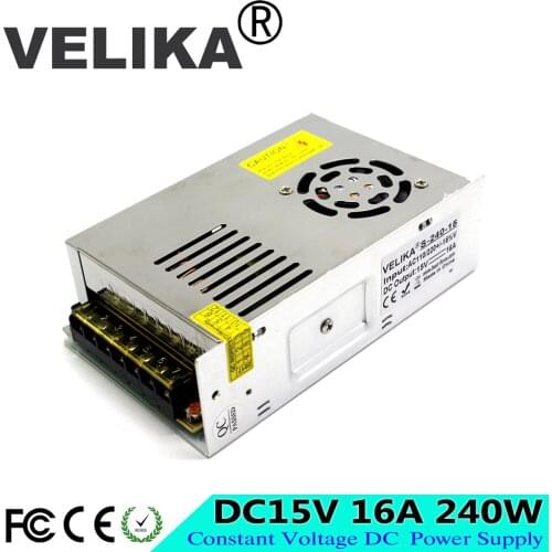 Single Output DC15V 16A 240W Power Supply Switch Power Adapter Driver transformer 110v 220v ac-dc 15v SMPS For CNC CCTV Motor