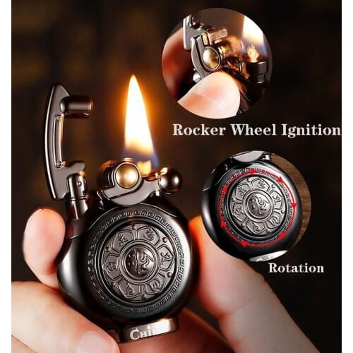 Original Chief Kerosene Cigarette Lighter.Retro Rocker Rotate Wheel Metal Lighters.Eject Ignition Machine.Decompression Play