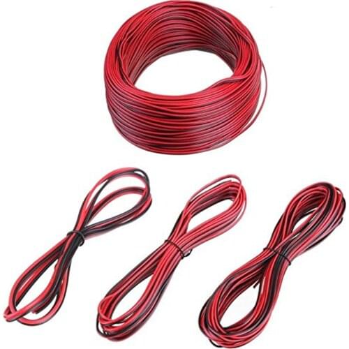 5M 10M 20M 50M Wire Tinned Copper 2 Pin AWG 22 insulated PVC Extension LED Strip Cable Red Black Wire Electric