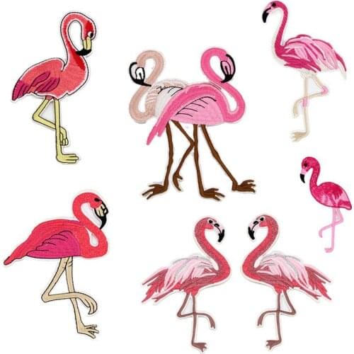 Rose Flower Plant Flamingo DIY Clothing Patches Big Iron-on Sew on Applique Embroidered For T-Shirt Fabric Sewing Accessories