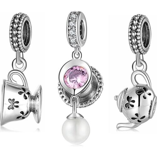 925 Sterling Silver Exquisite Teapot Charm Pendant Fit Original Kataoka Bracelets Top Quality Beads Fine Jewelry Making 2021