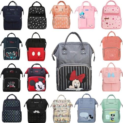 Disney Diaper Bag Backpack USB Bottle Insulation Bags Minnie Mickey Big Capacity Travel Oxford Feeding Baby Mummy Handbag