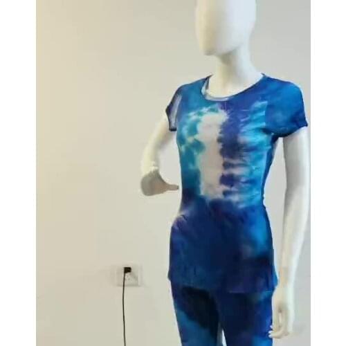 In stock fashion plus-size two piece set women clothing short-sleeved shorts tie-dye suit home sports 2 piece suit