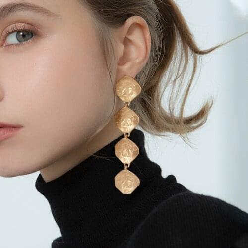 Vintage Gold Color Tassel Drop Earrings for Women Arc Geometric Korean Earring Fashion Jewelry 2020 New Trendy Statement Earings