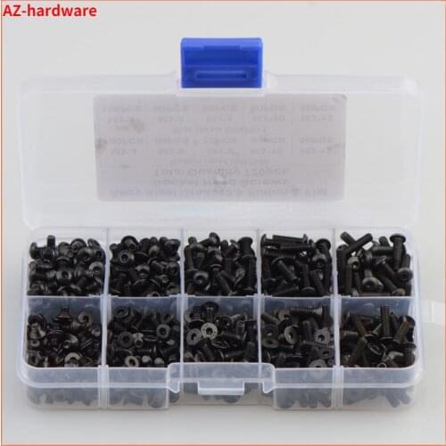 Countersunk HeadRound Head Hexagon Socket Screws Suit Carbon Steel High Strength Head Hexagon Screw Combination Suit 720pcs/set