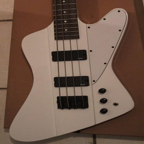 High quality Firebird bass, white high gloss paint, body neck integrated connection, free transportation