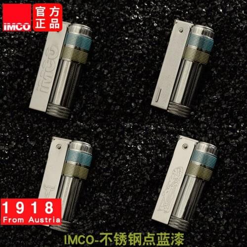 IMCO Blue Painted Vintage Trench Stainless Steel LighterS
