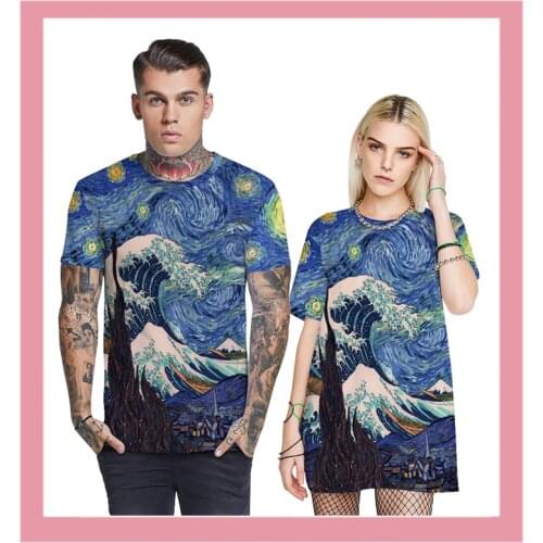 3D Van Gogh Painting Harajuku Womens T Shirt T-shirt 2020 Short Sleeve Summer Hip Hop Punk Gothic Tshirt Casual Tee Shirt Femme