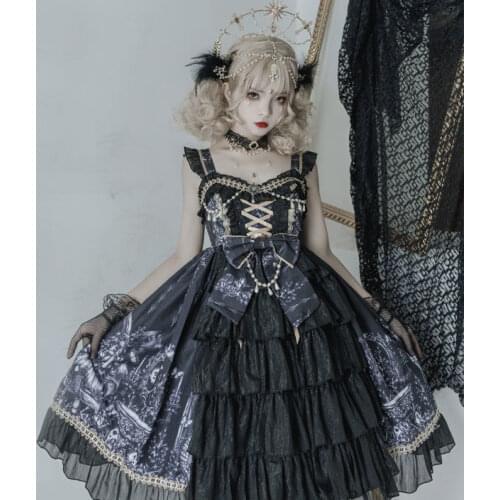 Gothic Lolita Women Cosplay Costumes for Girls Lace Bow Princess Royal Court Dresses Kawaii Sweet Tea Party Dress Carnival 2021