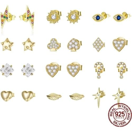 DISINIYA Sunflower Silver Earrings for Women Gold Color 925 Sterling Silver 6mm Small Piercing Jewelry Diasy Flower SCE1057