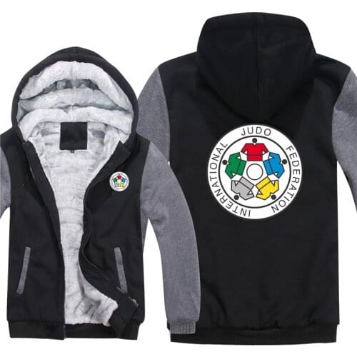 Winter IJF International Judo Federation Hoodies Men Fashion Coat Pullover Fleece Liner Jacket IJF Sweatshirts Hoody
